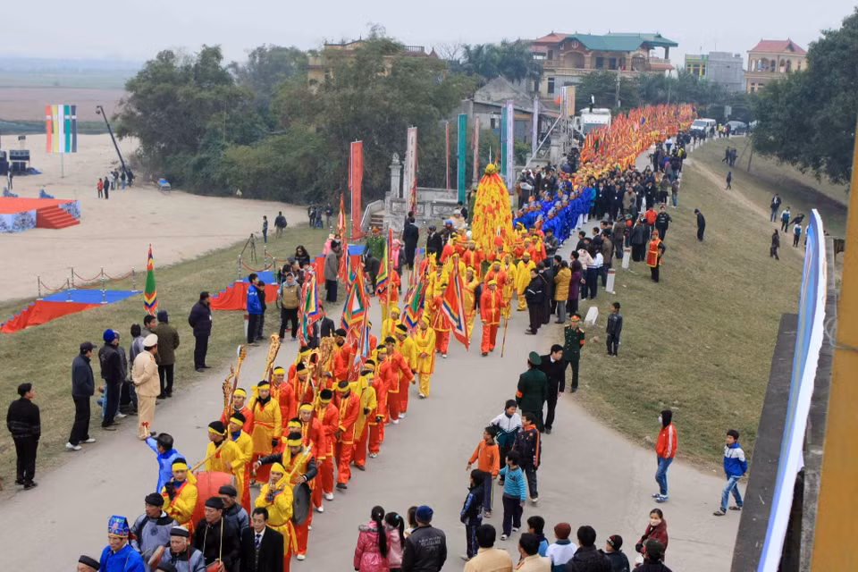 Hội Gióng được đánh giá là lễ hội độc đáo của Việt Nam và là lễ hội duy nhất trong tổng số gần 8.000 lễ hội truyền thống của Việt Nam được UNESCO công nhận là Di sản Văn hóa phi vật thể đại diện của nhân loại. (Ảnh: Nhật Anh/TTXVN)