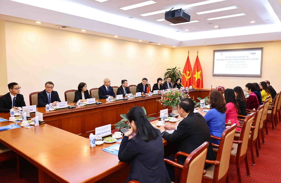 Quang cảnh buổi hội đàm. (Ảnh: Minh Đức/TTXVN)