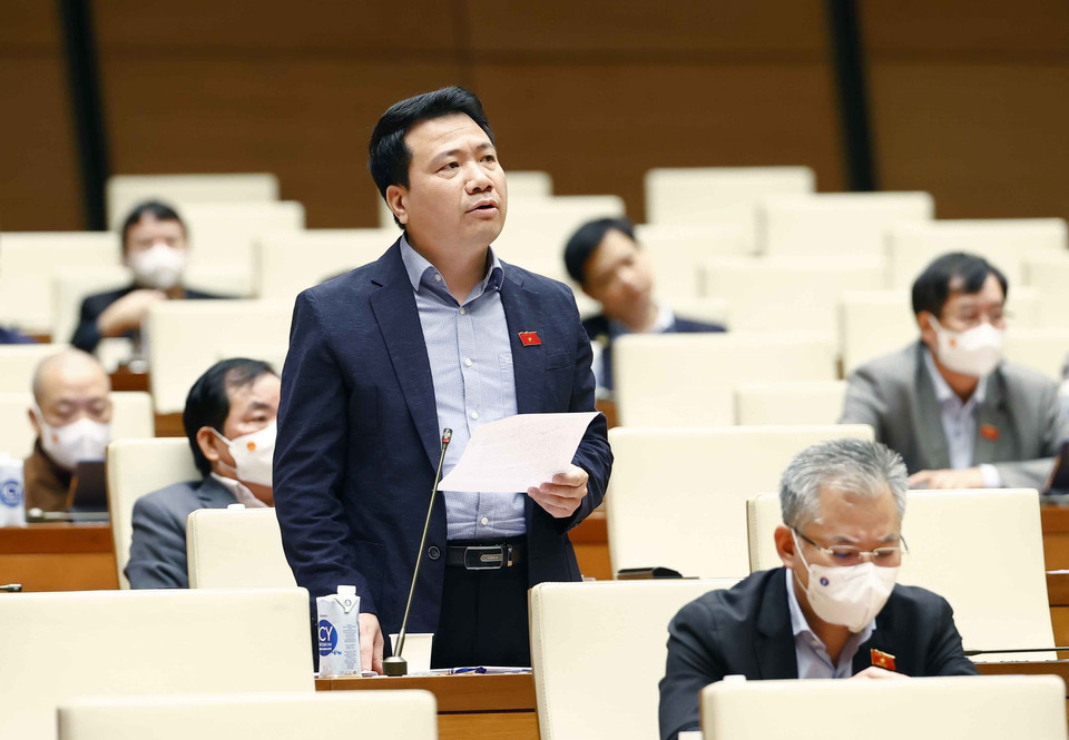 Đại biểu Quốc hội tỉnh Đắk Lắk Ngô Trung Thành phát biểu ý kiến. (Ảnh: Doãn Tấn/TTXVN)