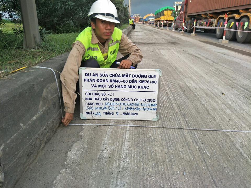 Việc sửa chữa giai đoạn 1 bố trí 840 tỷ đồng, tập trung chính vào khoảng 30km từ Km46+000 đến Km76+000 thuộc địa phận tỉnh Hải Dương. (Ảnh: Việt Hùng/Vietnam+)