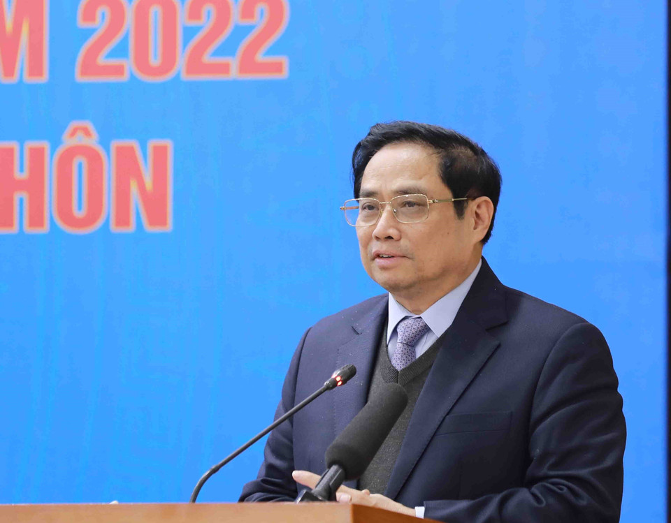 Thủ tướng Chính phủ Phạm Minh Chính phát biểu chỉ đạo. (Ảnh: Vũ Sinh/TTXVN)