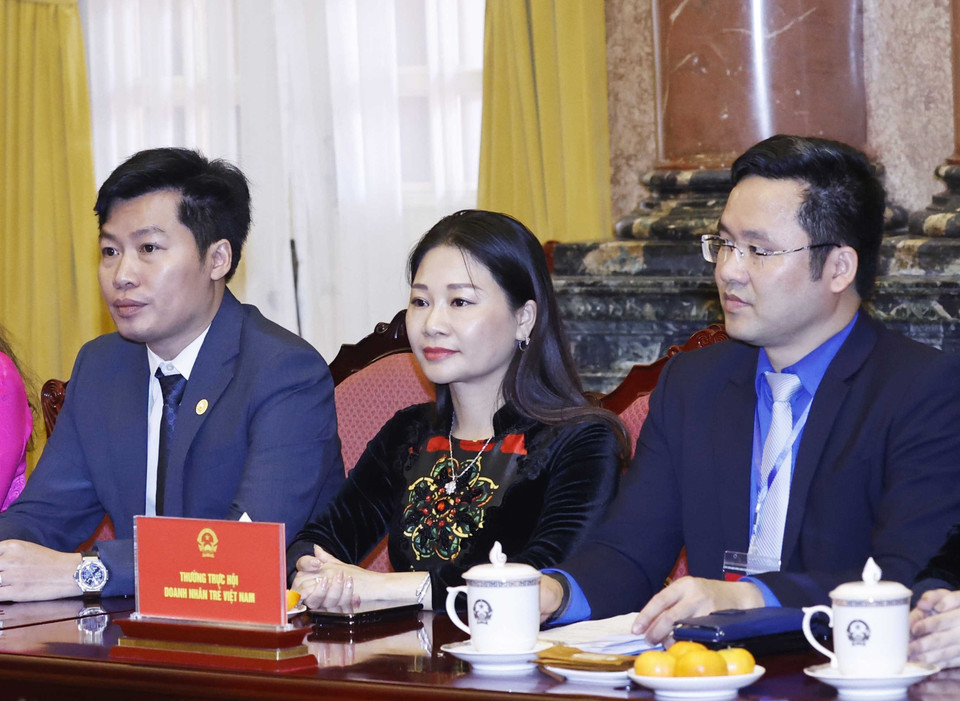 Các doanh nhân trẻ tham dự buổi gặp mặt. (Ảnh: Thống Nhất/TTXVN)