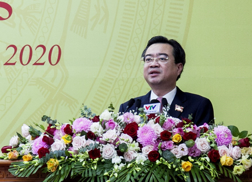 Ủy viên Trung ương Đảng, Bí thư Tỉnh ủy Kiên Giang Nguyễn Thanh Nghị phát biểu khai mạc Đại hội. (Ảnh: Hồng Đạt/TTXVN)