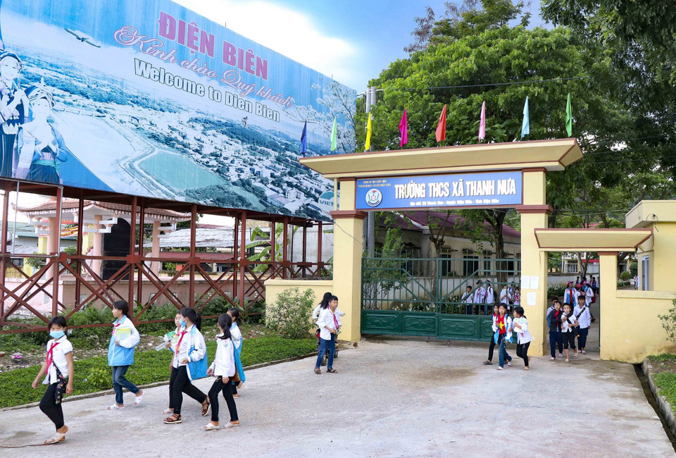 Trường học các cấp trong xã Thanh Nưa, địa danh lịch sử trong Chiến dịch Điện Biên Phủ được xây dựng khang trang. (Ảnh: Xuân Tư/TTXVN)
