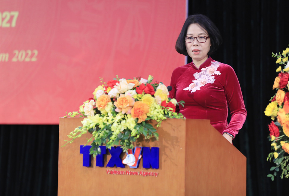 Tổng Giám đốc TTXVN Vũ Việt Trang phát biểu. (Ảnh: Minh Đức/TTXVN)