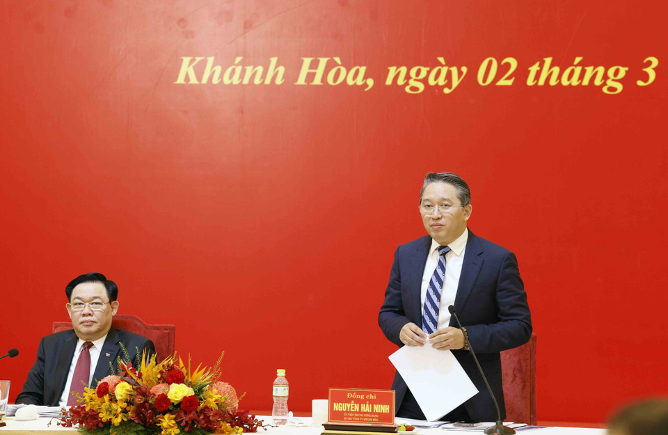 Bí thư Tỉnh ủy Khánh Hòa Nguyễn Hải Ninh phát biểu. (Ảnh: Nhan Sáng/TTXVN)