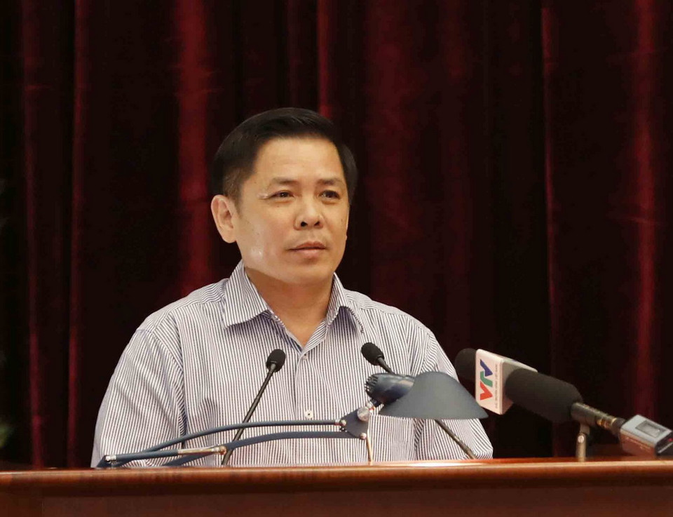 Đồng chí Nguyễn Văn Thể, Ủy viên Trung ương Đảng, Bộ trưởng Bộ Giao thông Vận tải phát biểu. (Ảnh: Phương Hoa/TTXVN)