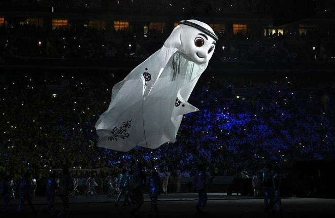 Qatar giới thiệu linh vật La'eeb của World Cup 2022. (Nguồn: Getty Images)