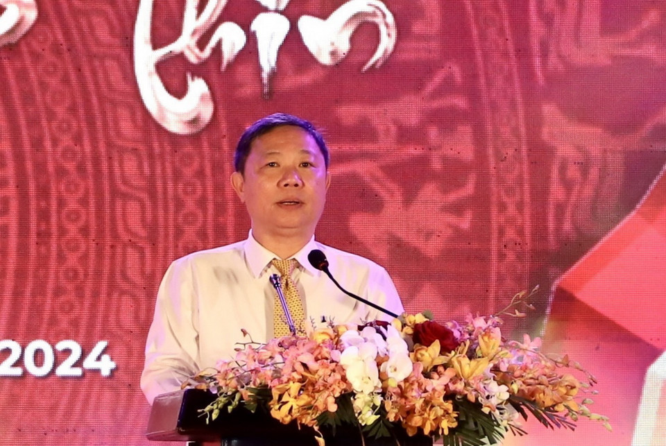 Phó Chủ tịch Ủy ban nhân dân Thành phố Hồ Chí Minh Dương Anh Đức phát biểu tại chương trình khai mạc Hội Hoa Xuân.(Ảnh: Hồng Giang/TTXVN)