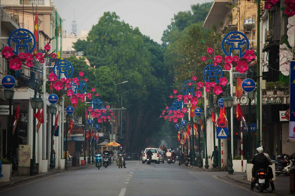 Phố Tràng Tiền cũng trở nên thông thoáng. (Ảnh: Trọng Đạt/TTXVN)