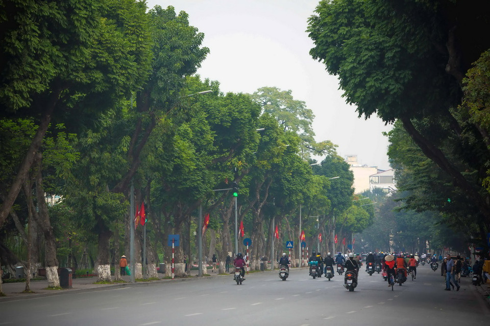 Đường phố Đinh Tiên Hoàng sáng cuối năm. (Ảnh: Trọng Đạt/TTXVN)