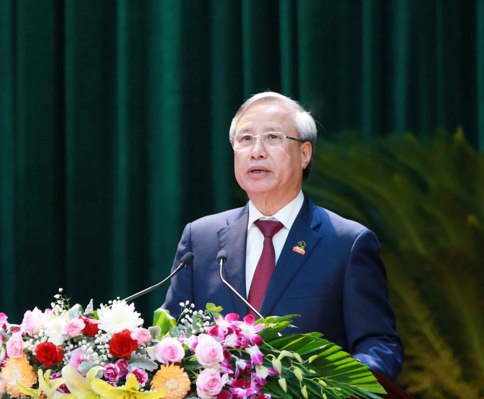 Ông Trần Quốc Vượng, Ủy viên Bộ Chính trị, Thường trực Ban Bí thư phát biểu chỉ đạo Đại hội. (Ảnh: Phương Hoa/TTXVN)