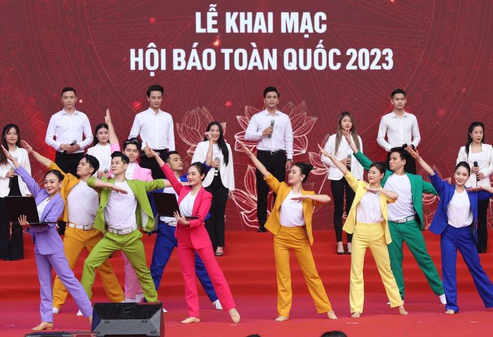Lễ khai mạc Hội báo toàn quốc diễn ra sáng nay 17/3. (Ảnh: Hoài Nam/Vietnam+)