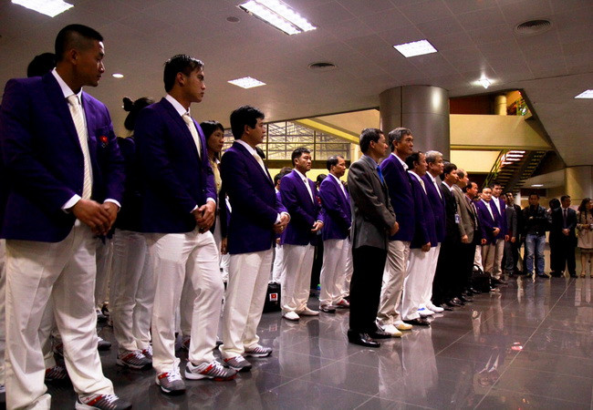 Toàn cảnh lễ tiễn đoàn. (Ảnh: Minh Chiến/Vietnam+)