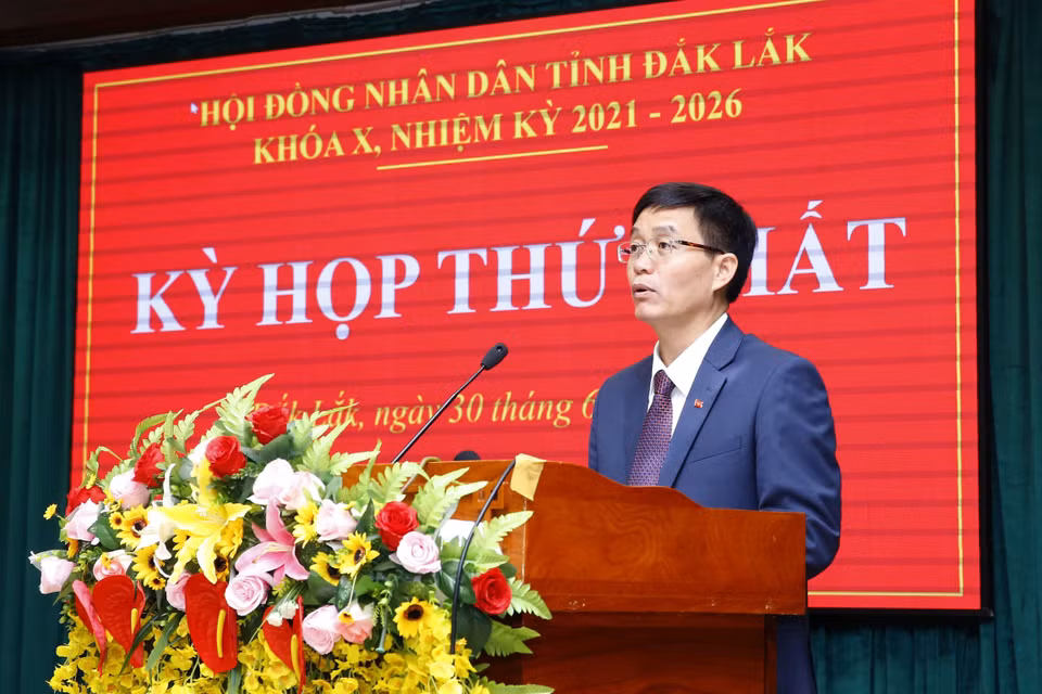 Ông Nguyễn Đình Trung, Ủy viên Trung ương Đảng, Bí thư Tỉnh ủy Đắk Lắk phát biểu. (Ảnh: Doãn Tấn/TTXVN)