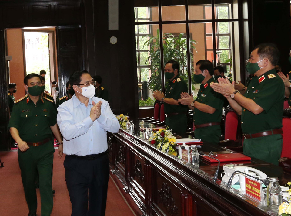 Hội nghị Quân chính toàn quân được tổ chức nhằm đánh giá kết quả công tác quân sự, quốc phòng 6 tháng đầu năm 2021; xác định phương hướng thực hiện nhiệm vụ 6 tháng cuối năm 2021. Thủ tướng Phạm Minh Chính sẽ có phát biểu quan trọng tại hội nghị. (Ảnh: Trọng Đức/TTXVN)