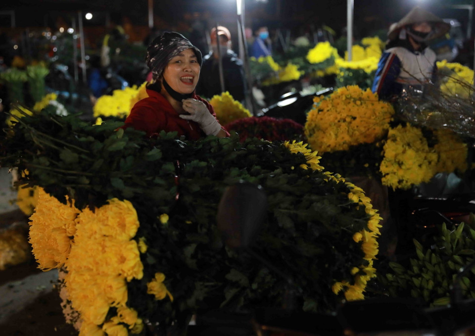 Ý thức chấp hành của một số người dân và tiểu thương kinh doanh tại chợ vẫn còn chưa cao trong việc đeo khẩu trang phòng chống dịch bệnh (Ảnh chụp sáng 31/1/2021). (Ảnh: Vũ Sinh/TTXVN)