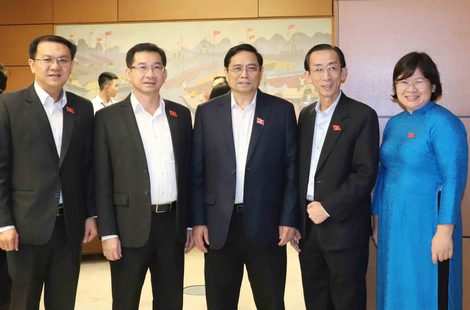 Thủ tướng Phạm Minh Chính và các đại biểu Quốc hội. (Ảnh: Phương Hoa/TTXVN)