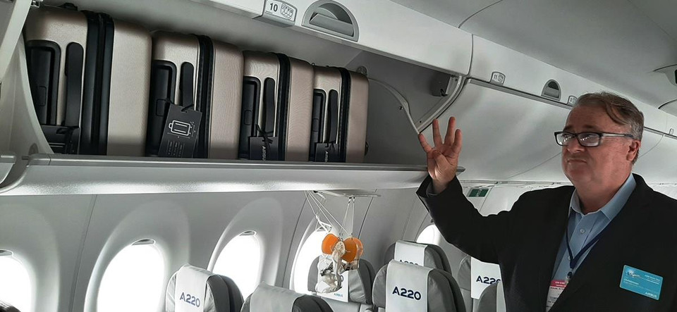 Khoang để hành lý rất rộng rãi, gần tương đương với dòng máy bay Airbus A321. (Ảnh: Việt Hùng/Vietnam+)