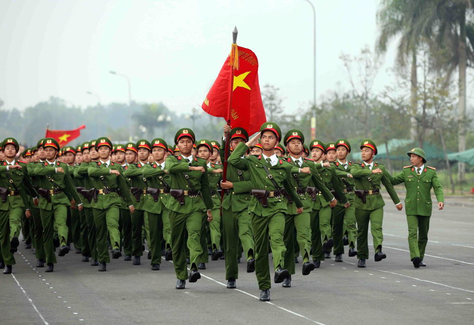 Những cán bộ, chiến sỹ tham gia vào các khối diễu binh, diễu hành trong lễ kỷ niệm đã được đơn vị tuyển chọn kỹ lưỡng. (Ảnh: Phạm Kiên/TTXVN)