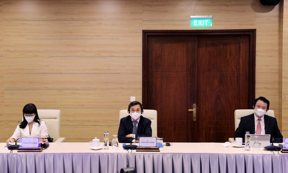 Đoàn đại biểu Việt Nam tại điểm cầu Hà Nội. (Ảnh: Thống Nhất/TTXVN)