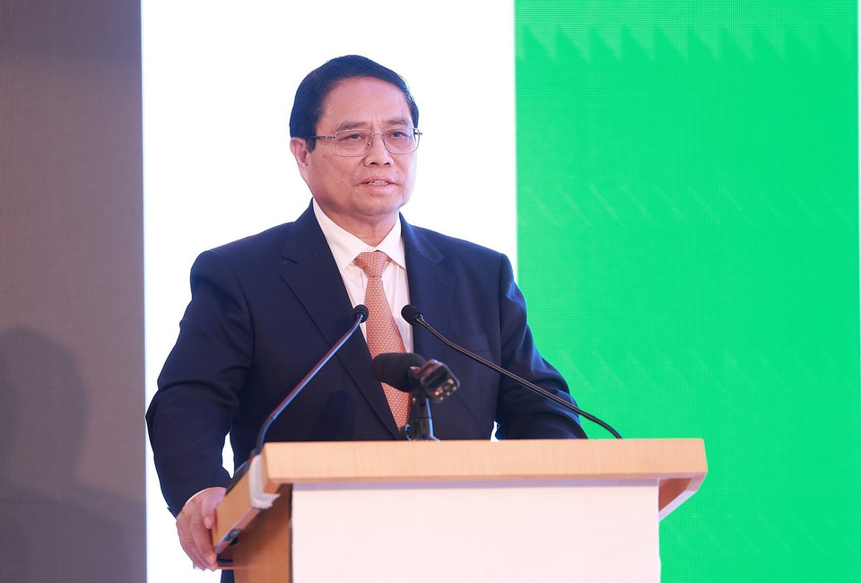 Thủ tướng Phạm Minh Chính phát biểu tại Tọa đàm doanh nghiệp Việt Nam-UAE. (Ảnh: Dương Giang/TTXVN)