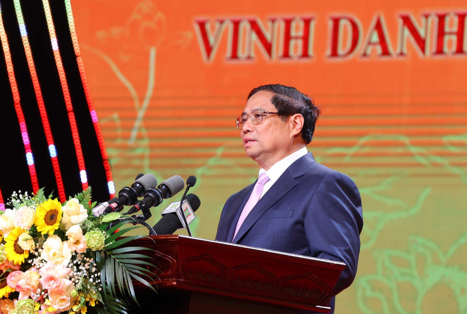 Thủ tướng Phạm Minh Chính phát biểu. (Ảnh: Văn Điệp/ TTXVN)