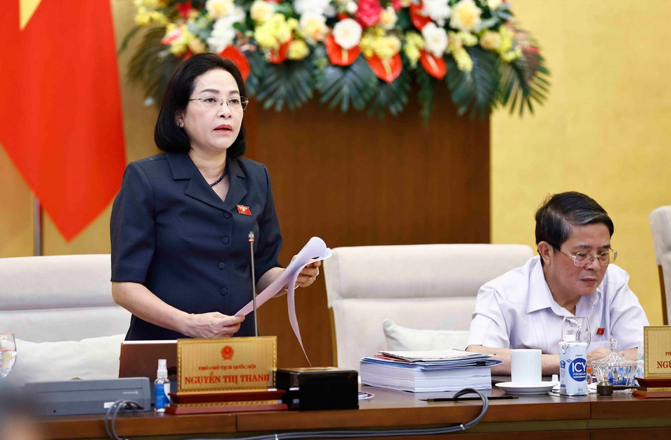 Phó Chủ tịch Quốc hội Nguyễn Thị Thanh phát biểu. (Ảnh: Doãn Tấn/TTXVN)