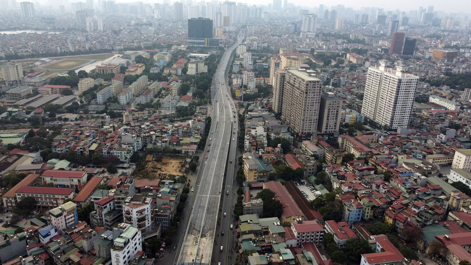 Đoạn Trường Chinh-Ngã Tư Sở đã hoàn thành trong năm 2021 và đã được thông xe. (Ảnh: Huy Hùng/TTXVN)