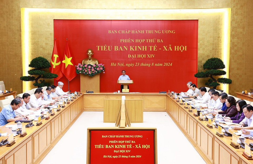 Phiên họp thứ ba Tiểu ban Kinh tế-Xã hội Đại hội XIV. (Ảnh: Dương Giang/TTXVN)