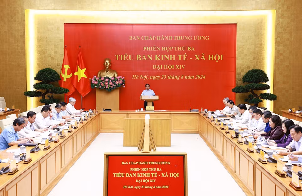 Phiên họp thứ ba Tiểu ban Kinh tế-Xã hội Đại hội XIV. (Ảnh: Dương Giang/TTXVN)