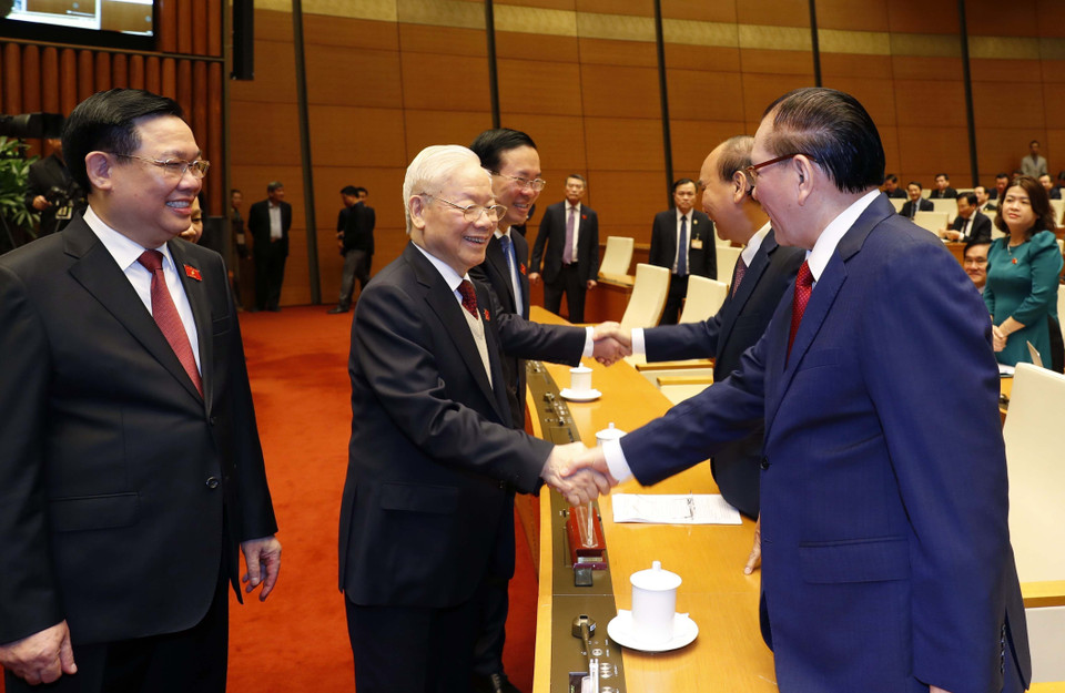 Tổng Bí thư Nguyễn Phú Trọng đến dự phiên khai mạc Kỳ họp bất thường lần thứ 5, Quốc hội khóa XV. (Ảnh: Nhan Sáng/TTXVN)