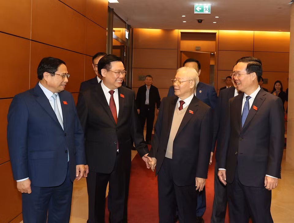 Sáng 15/1/2024, tại Hà Nội, Tổng Bí thư Nguyễn Phú Trọng dự Kỳ họp bất thường lần thứ 5, Quốc hội khóa XV. (Ảnh: Trí Dũng/TTXVN)