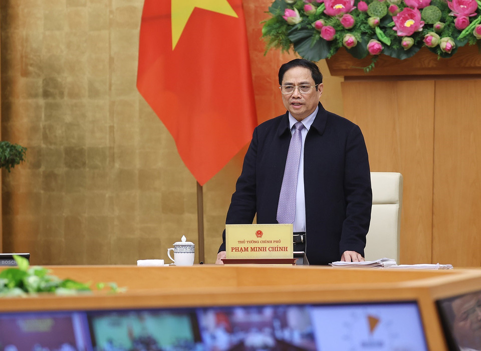 Thủ tướng Phạm Minh Chính chủ trì cuộc họp. (Ảnh: Dương Giang/TTXVN)