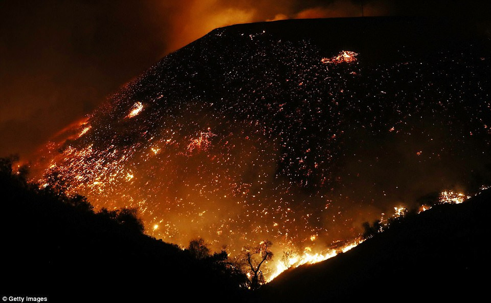 Đám cháy bao trùm sườn đồi Shadow. (Nguồn: Getty)