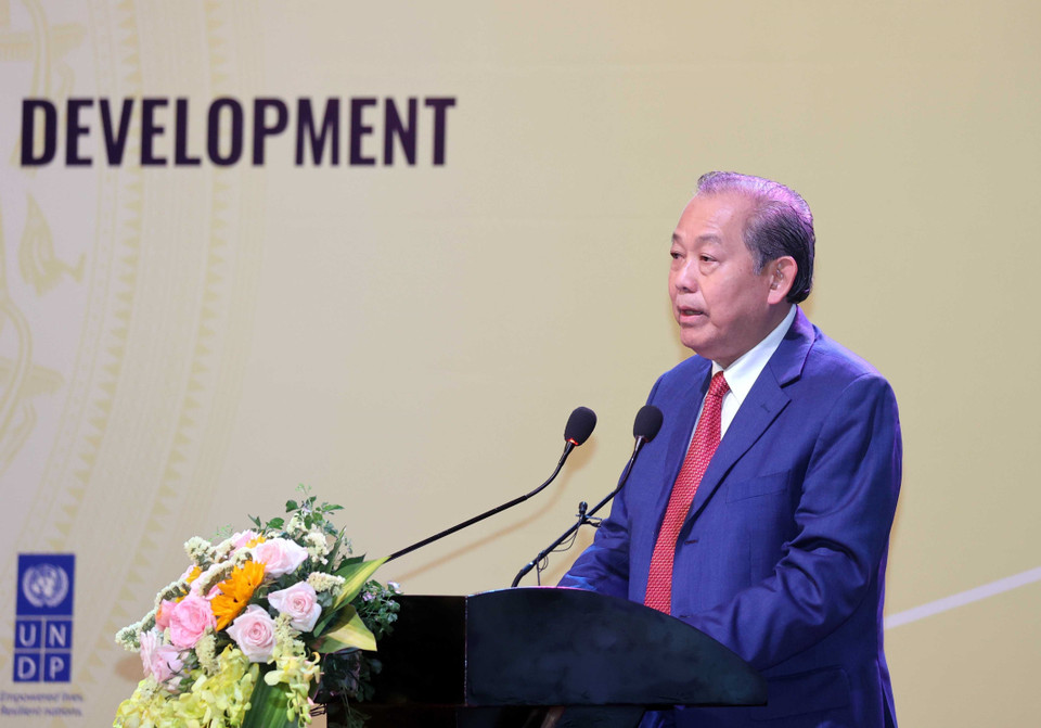  Phó Thủ tướng thường trực Chính phủ Trương Hòa Bình phát biểu khai mạc hội nghị. (Ảnh: Thống Nhất/TTXVN)