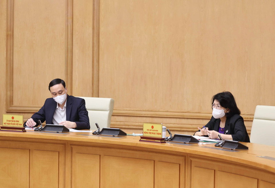 Phó Chủ tịch nước Đặng Thị Ngọc Thịnh tham dự phiên họp. (Ảnh: Thống Nhất/TTXVN)