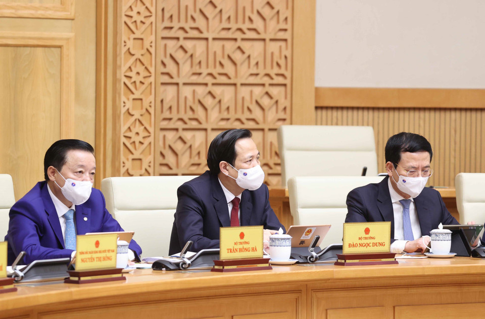 Các thành viên Chính phủ tham dự phiên họp. (Ảnh: Thống Nhất/TTXVN)