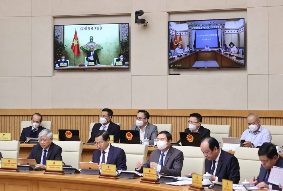 Các thành viên Chính phủ tham dự phiên họp. (Ảnh: Thống Nhất/TTXVN)
