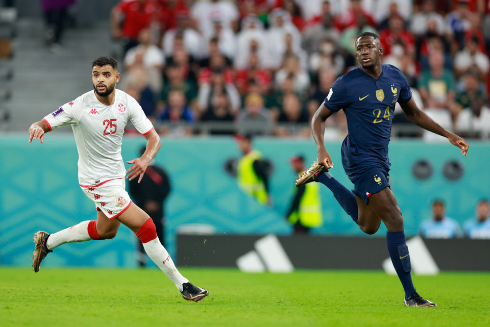 Pháp đã trải qua hiệp 1 đầy thất vọng khi đối đầu Tunisia ở lượt cuối bảng D. (Ảnh: Hải An/Vietnam+)