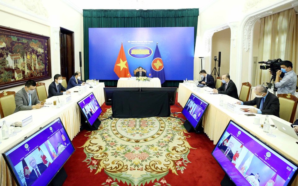 Quang cảnh hội nghị tại đầu cầu Hà Nội. (Ảnh: Phạm Kiên/TTXVN)