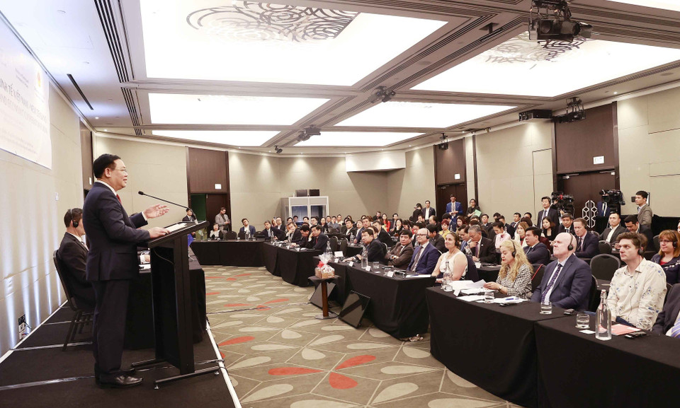 Chủ tịch Quốc hội Vương Đình Huệ phát biểu. (Ảnh: Doãn Tấn/TTXVN)