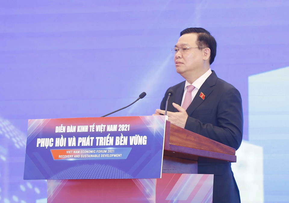 Chủ tịch Quốc hội Vương Đình Huệ phát biểu. (Ảnh: Doãn Tấn/TTXVN)