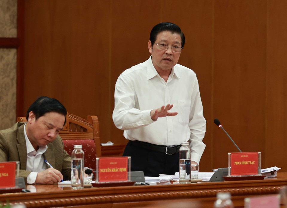 Trưởng Ban Nội chính Trung ương Phan Đình Trạc phát biểu. (Ảnh: Thống Nhất/TTXVN)