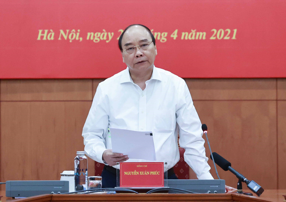 Chủ tịch nước Nguyễn Xuân Phúc, Trưởng Ban Chỉ đạo Cải cách Tư pháp Trung ương phát biểu. (Ảnh: Thống Nhất/TTXVN)