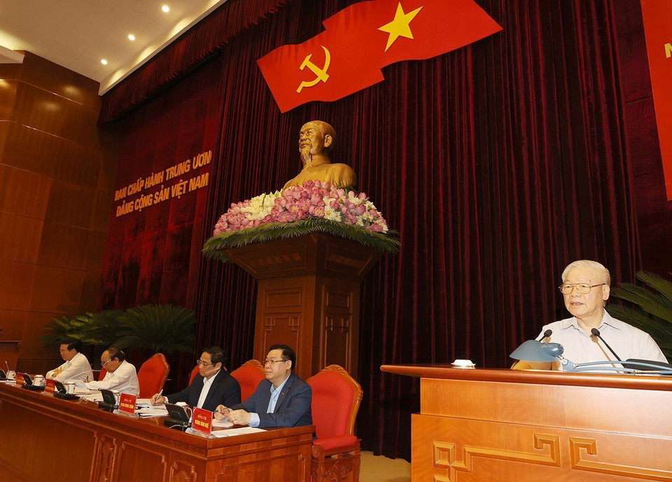 Tổng Bí thư Nguyễn Phú Trọng phát biểu tại hội nghị. (Ảnh: Trí Dũng/TTXVN)