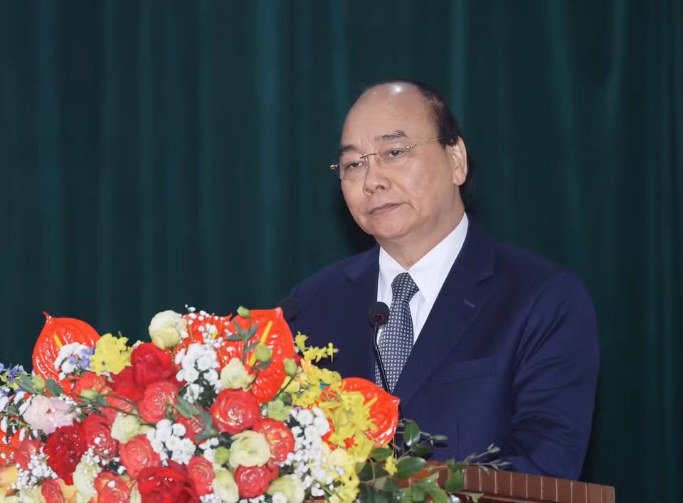 Thủ tướng Nguyễn Xuân Phúc phát biểu tại buổi làm việc. (Ảnh: Thống Nhất/TTXVN)