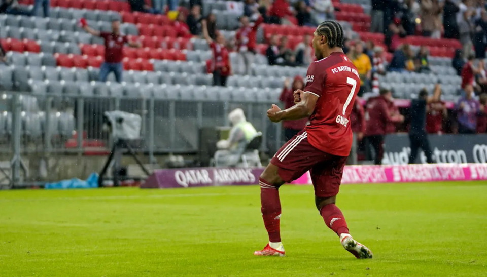 Tuy nhiên, Serge Gnabry một lần nữa lại lên tiếng đúng lúc với bàn thắng nâng tỷ số lên 3-2 ở phút 75. (Nguồn: FcBayern)