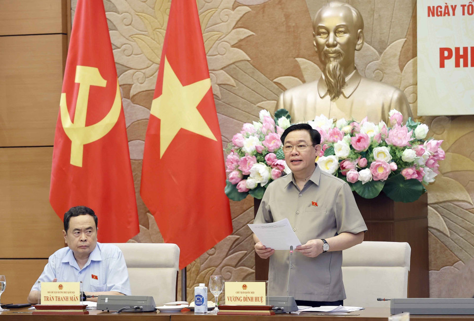 Chủ tịch Quốc hội Vương Đình Huệ phát biểu. (Ảnh: Doãn Tấn/TTXVN)