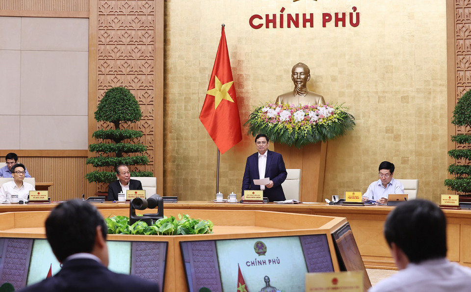 Thủ tướng Phạm Minh Chính phát biểu kết luận phiên họp. (Ảnh: Dương Giang/TTXVN)